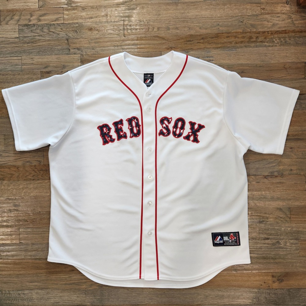 Genuine Majestic Boston Red Sox MLB Red White Blue Stars Mens 2X Baseball Jersey